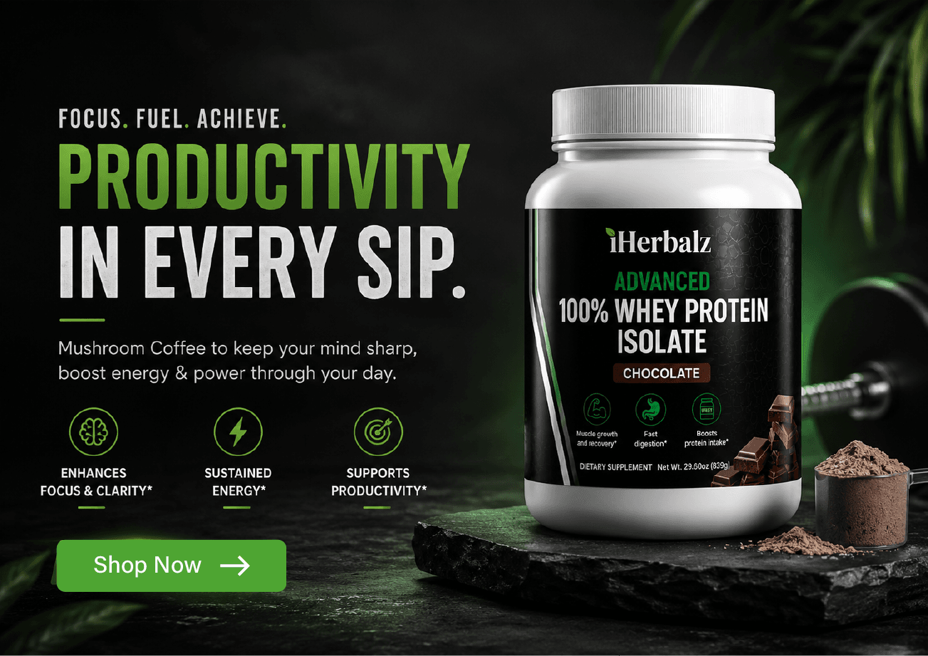 Focus. Fuel. Achieve. Productivity in every sip — iHerbalz Whey Protein Isolate